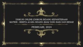 Diskusi Online Bidang Kepaniteraan Februari Th. 2024