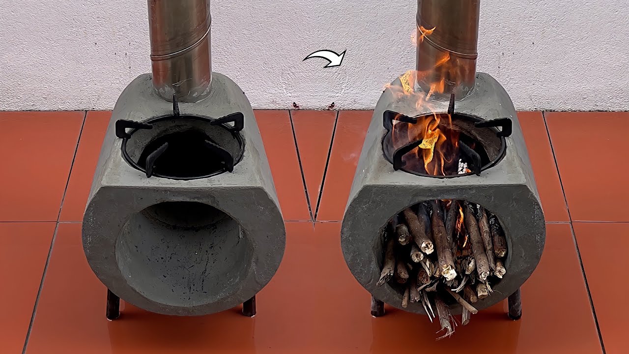 Incredible kitchen ideas DIY outdoor wood stove from cement YouTube