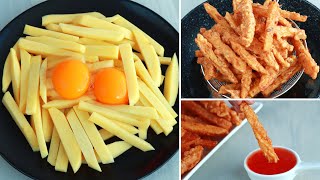 ইনস্ট্যান্ট ফ্রেঞ্চ ফ্রাই রেসিপি | Crispy Egg French Fries | Egg French Fries | Egg Snacks Recipe