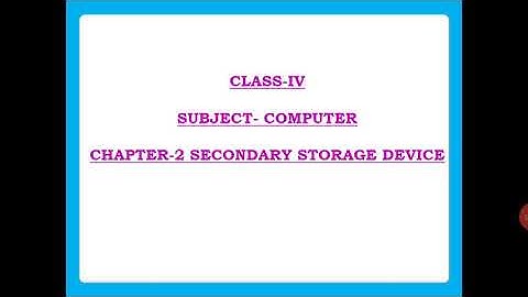 Class-IV, Subject-Computer, Ch.-2 - Secondary Storage Devices