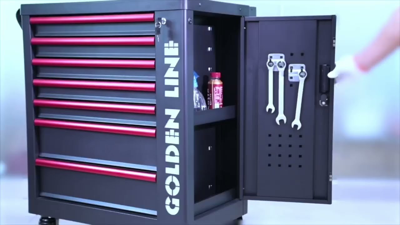 7 Drawers Multi-Functional Garage Roller Tool Cabinet with Bluetooth Speaker GL3307-S