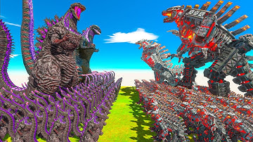 Growing Size Comparison : 2 vs 2 - Shin Godzilla vs Mechagodzilla ! Animal Revolt Battle Simulator