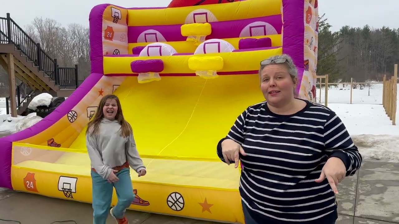 Полная установка и обзор надувного баскетбольного кольца Wellcomer размером 13x10x10 футов с возд...