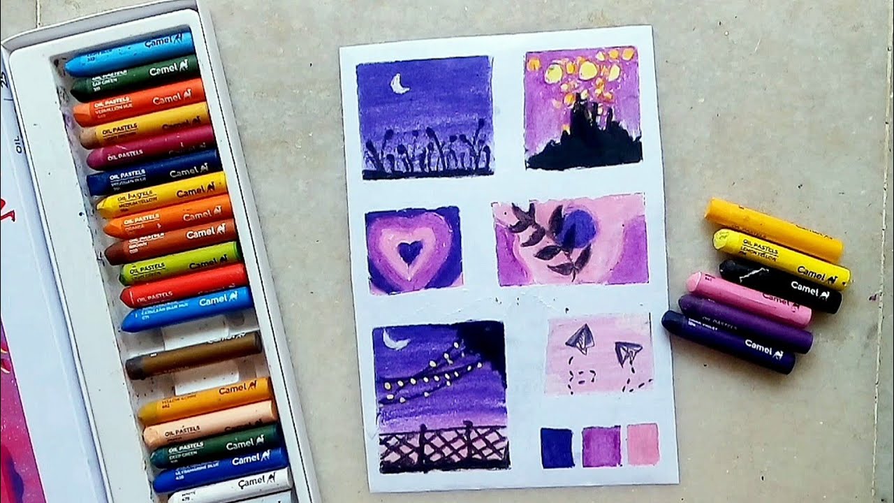 Purple theme 💜 oil pastel drawing aesthetic drawing YouTube