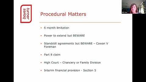 Contentious Probate Webinar: Part 5 - Inheritance Act Claims