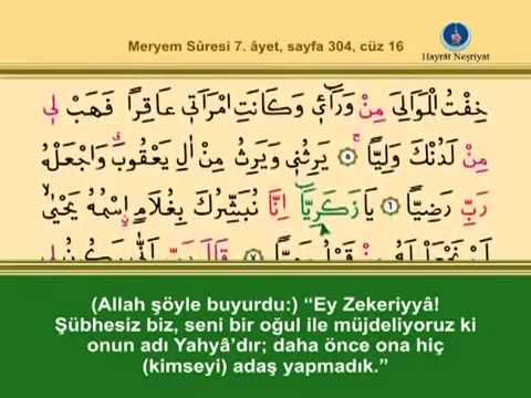 diyanet kuran ONALTINCI CÜZ KURANI KERİM SAYFA 304 - MERYEM SURESİ