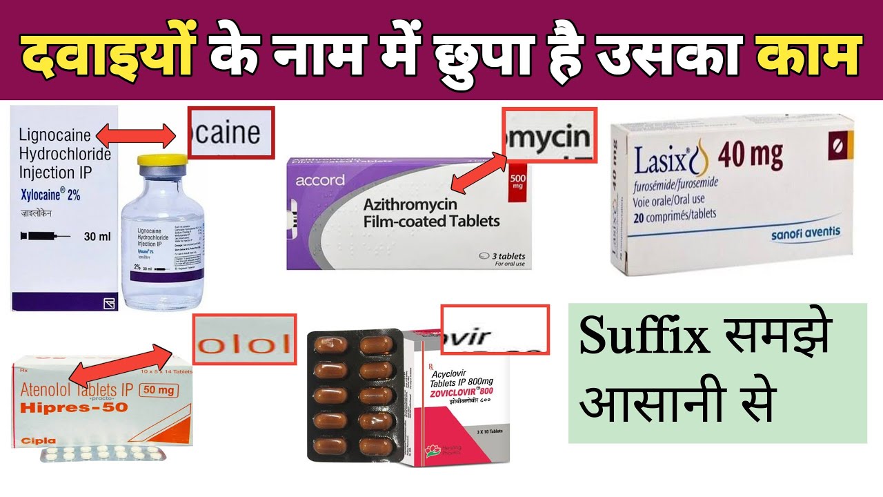 दवाईयां के नाम में छुपा है उसका काम | Medicine suffixes| known about medicine use |Drugs | Medical