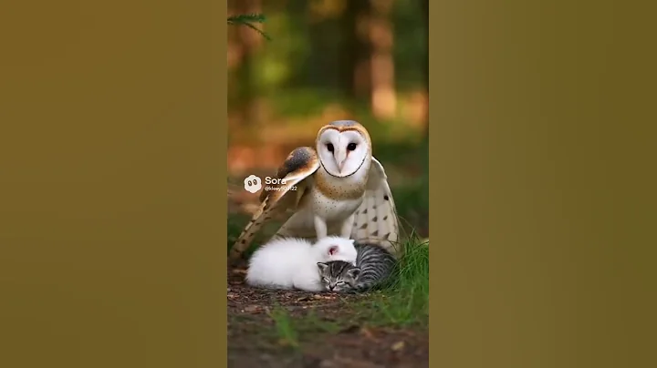 An Owl Protecting Two Sleeping Chicks in the Night Forest Calm #wildlife #owl #nature