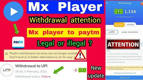MX player to paytm withdrawal legal or illegal || Mx player to paytm transfer update 2022