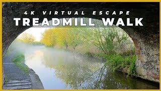 [4K HDR] 60fps Misty Morning Canal Walk | Ellesmere Port to Chester | Virtual Treadmill ASMR