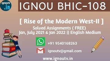 IGNOU BHIC-108 Solved Assignment Jan, July 2021 & Jan 2022 [FREE] || BAHIH || IGNOU TV || IGNOU ||