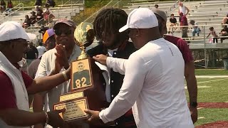 Virginia Union's Curtis Allen presented with   Harlon Hill Trophy at Spring Game