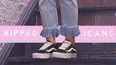 DIY || FRAYED HEM JEANS || 4 WAYS!!!������ - YouTube