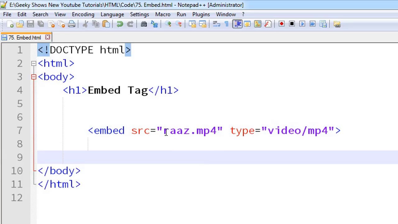 105. Embed Tag in HTML (Hindi) - YouTube
