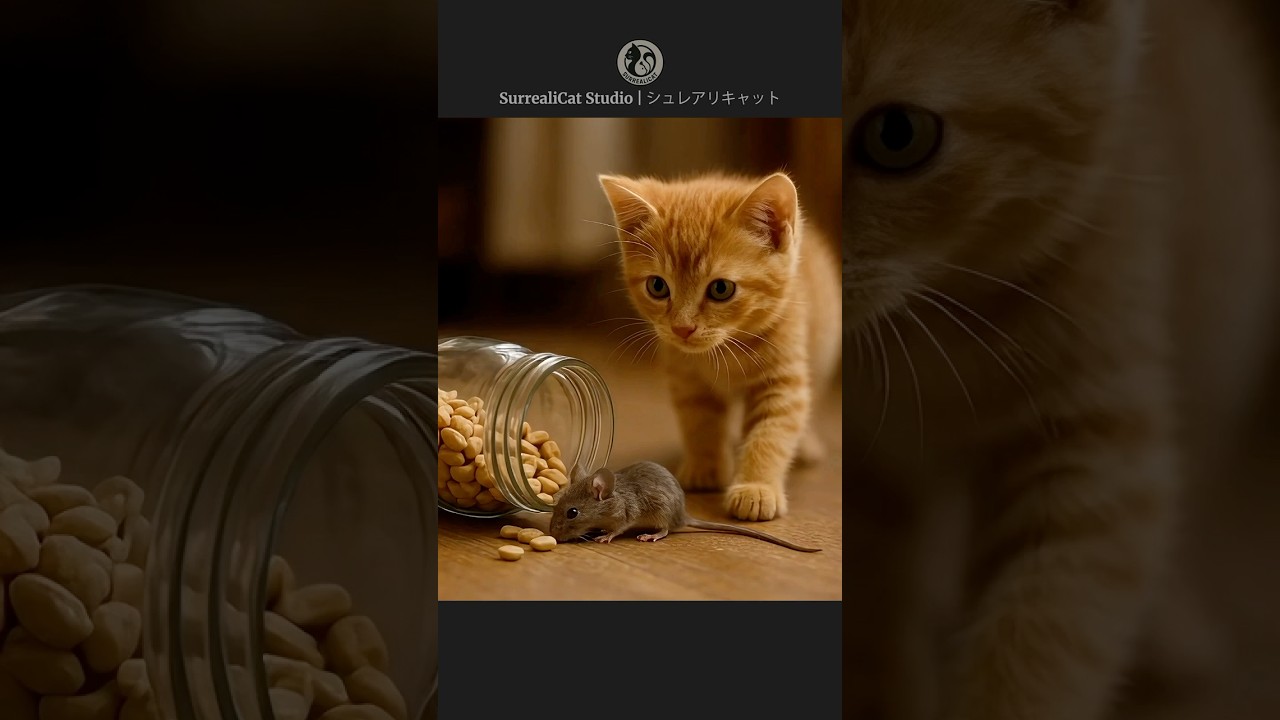Kitten, Mouse & Peanut Jar | 子猫とネズミとピーナッツ瓶 