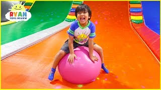 ryan plays at indoor playground for kids family fun
