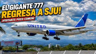 #UNUSU VISITOR AT SJU! United 777 & Cargo Jets in 40 MPH Winds