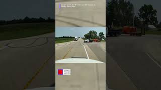 Video shows the moment a pickup truck and semitruck collided after the pickup truck ran a stop sign