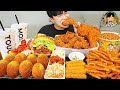 Asmr mukbang  poulet frit croustillant burger au fromage bton de fromage recette  manger