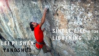 Yangshuo rock climbing: Raul Sauco climbing Single Life / Lightning
