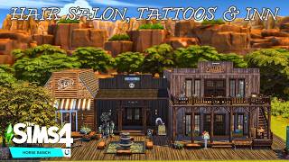 Sims 4 Community Lot | No CC | Hair Salon, Tattoos &amp; Inn