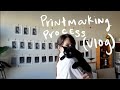 Printmaking process studio vlog  linocut block print