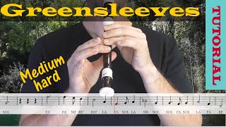 Video thumbnail of "Greensleeves - Tutorial flauta con partitura | Karaoke instrumental"