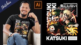 anime t shirt design TUTORIAL | Adobe Illustrator