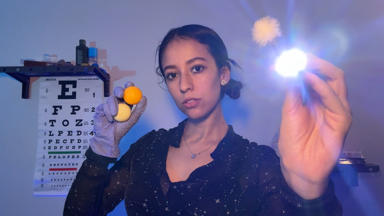ASMR Examen de Nervios Craneales (Tacto, Olfato, Visión, Gusto, Oído)