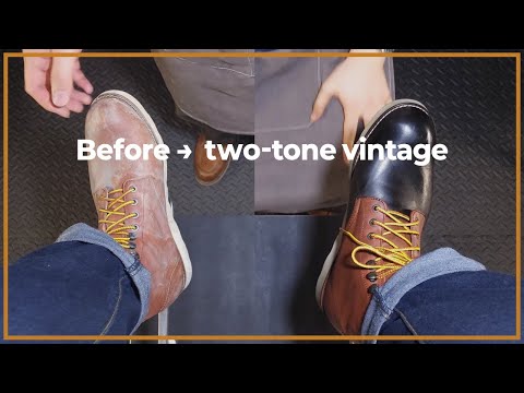 Restoring Old Leather Shoes | Before → Vintage Two-Tone Dye | Shoe Shine ASMR (No Talking)