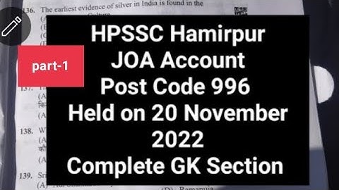 @HimachalExamHub HPSSC Hamirpur JOA Accountant (Post Code 996) Complete GK Section