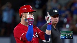 OAK@TEX: Lucroy doubles to tack on two insurance runs