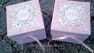 Exploding box first holy communion pierwsza komunia święta podziękowanie dla chrzestnych upominek