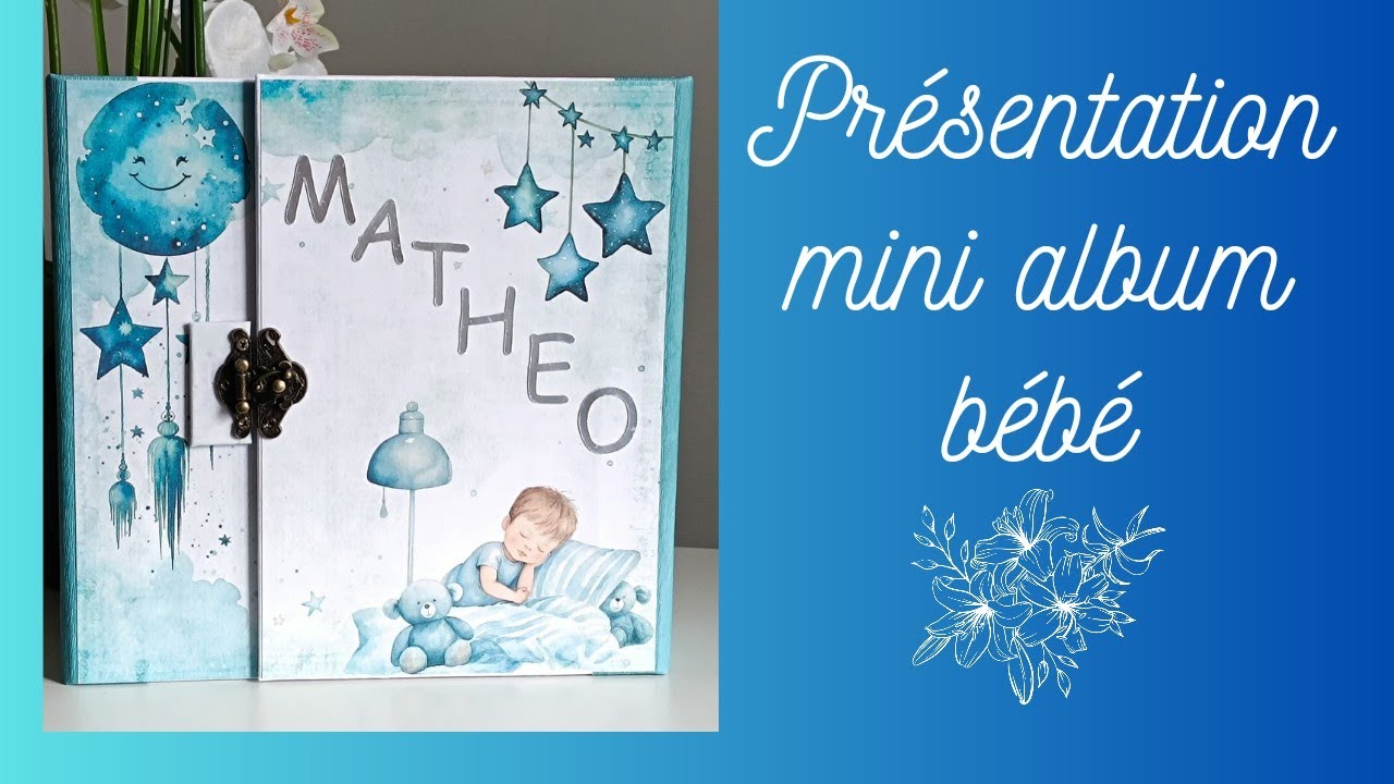 Album scrapbooking bebe garcon pour naissance bleu et chocolat  personnalisable - Un grand marché