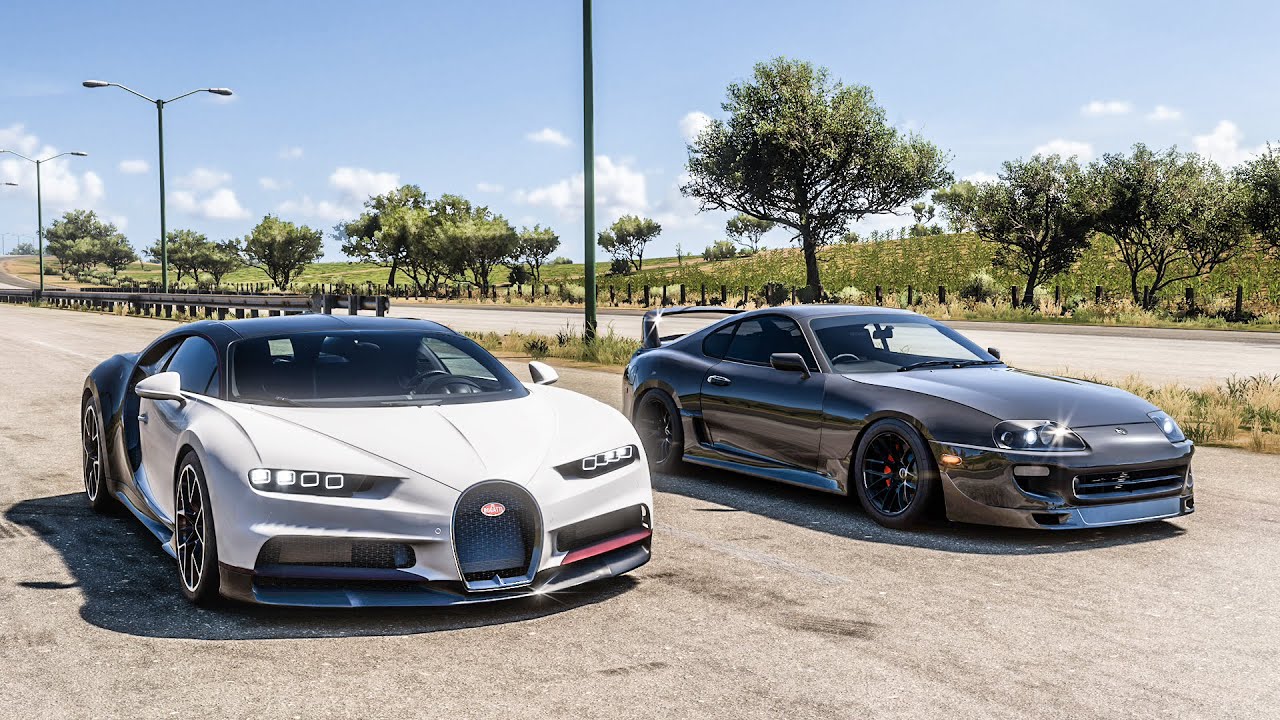 Forza Horizon 5 Drag Race Bugatti Chiron Vs Toyota Supra RZ 1200HP supra-vs-bugatti-chiron-youtube