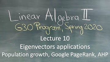 Linear Algebra II (G30 Program): Lecture 10: Eigenvectors: Population growths, Google PageRank, AHP