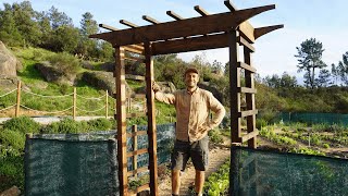 We built a simple vertical garden trellis entrance