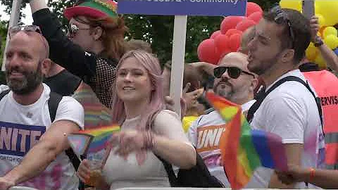 Anti-Pride religious protesters and Pride attendee...