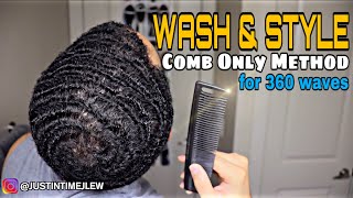360 Waves: Wash and Style - Comb Until Dry Method - (Instant Results) Without a Durag or Brush