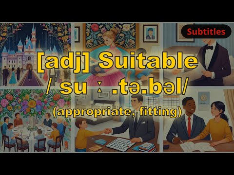 [adj] Suitable meaning (appropriate, fitting) with 5 examples
