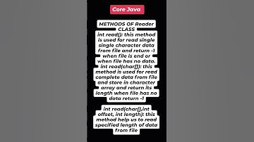 "Understanding Methods of Reader Class in Java: Reading Data from Files | Core Java Tutorial"