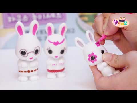 Fuzzikins Drawing toy babydoll Decorating stickers helloeemo 푸지킨즈 하우스놀이 그림그리기 스티커만들기 토끼 인형 헬로이모