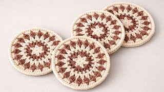 Crochet Coaster Set Pattern | Minimal &amp; Elegant Textured Snowflake Design