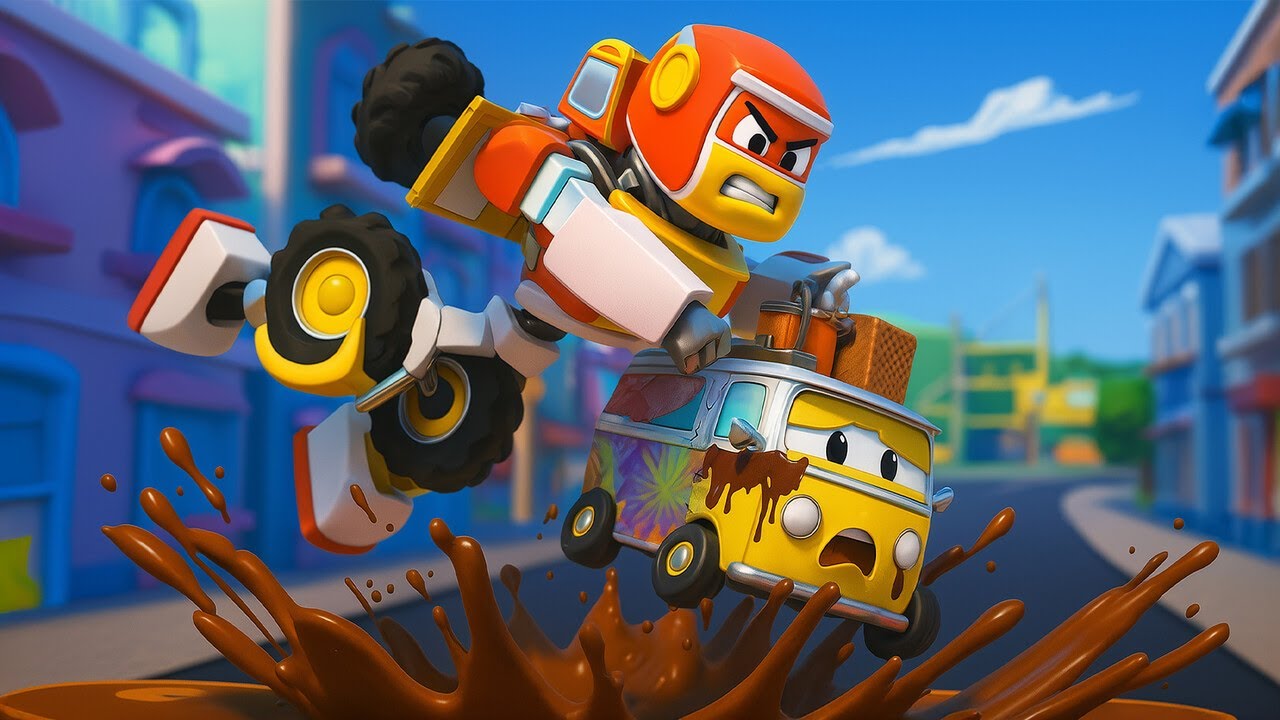 Im Schlamm stecken! 🚗 Super-Roboter hilft Autos | Robofuse | Einsatzfahrzeuge für Kinder