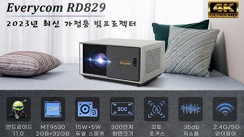 Everycom RD829 가정용빔프로젝터 안드로이드 11.0/오토키스톤/12000 루멘/풀HD 해상도/ 홈시네마 유튜브 4K동영상 지원