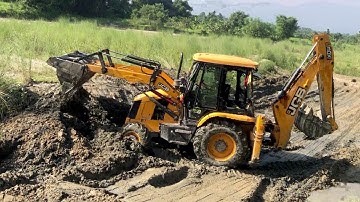 Making Big Dam Construction In River (Jcb Backhoe Loader Video)