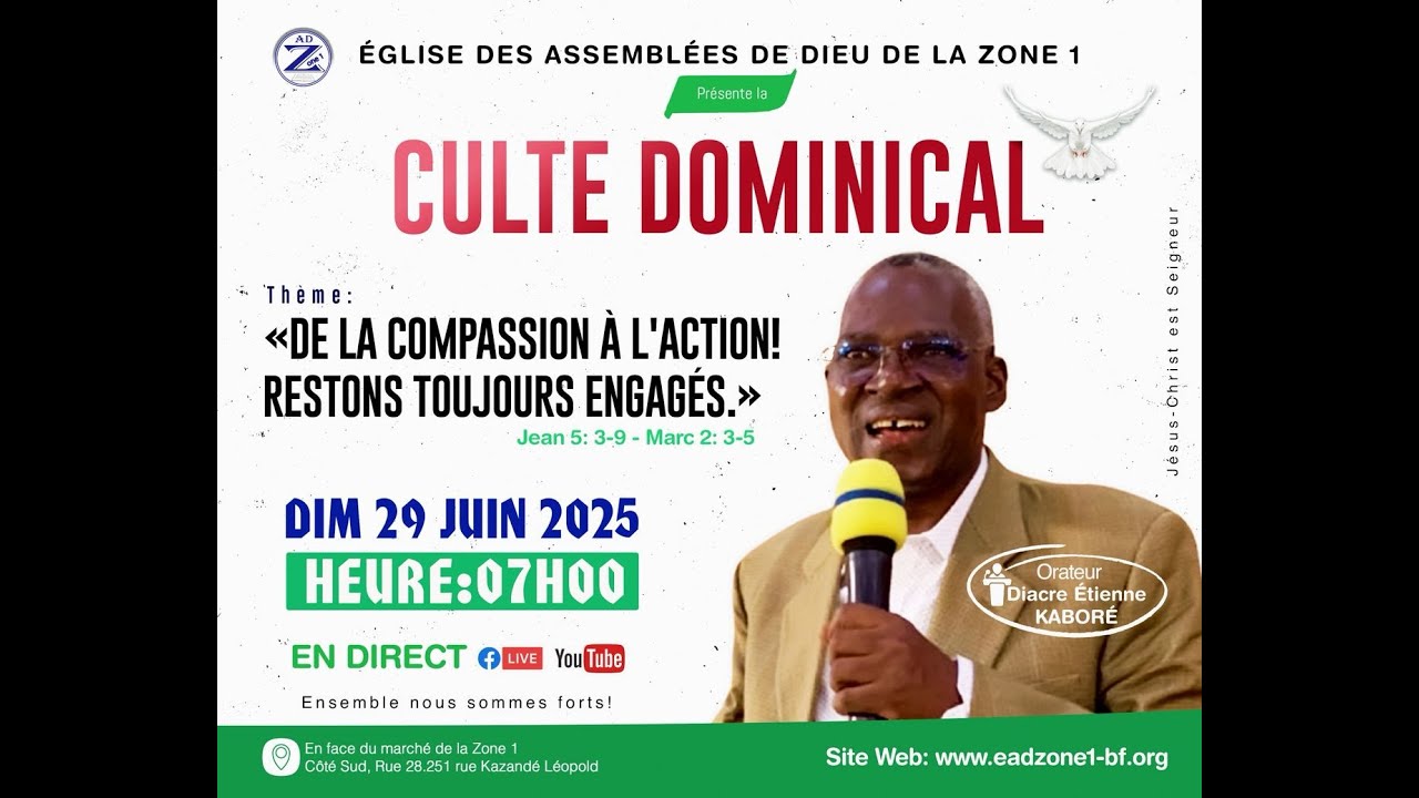 Culte de louange et d'adoration du dimanche 29 juin 2025 - YouTube