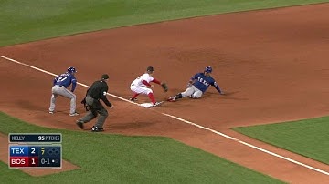 TEX@BOS: Martin hits a double, takes third on error