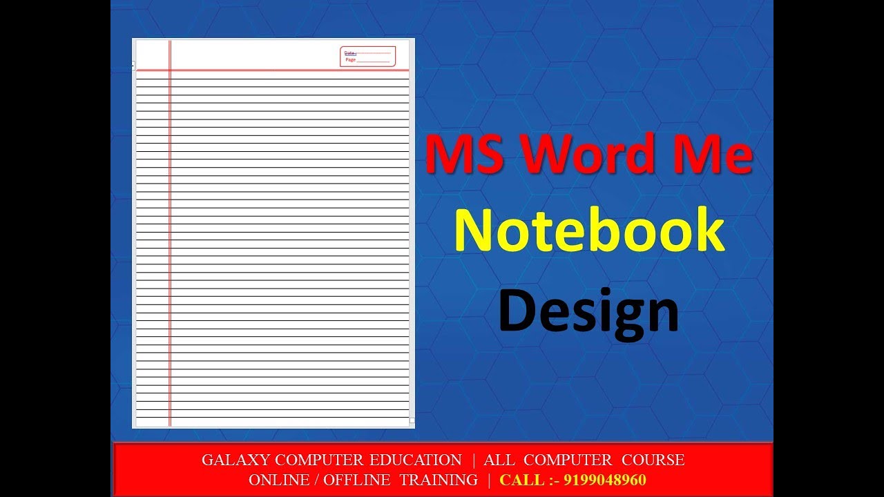 Notebook Ms Design Notebook Design in MS Word in Hindi #word - YouTube