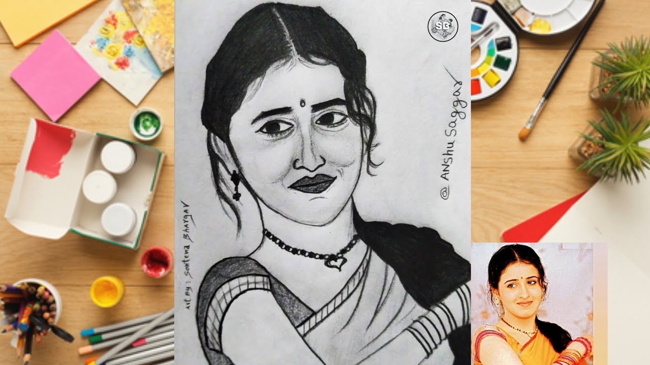 Actress Anshu Saggar Drawing | How to draw Anshu Saggar | SB ARTS | Artist Bhargav Sontena
